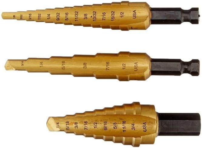 Irwin Tools IRWIN Unibit 502T Step Drill Bit Set with Nylon Pouch, Titanium Nitride Coated, 3pc (15502)