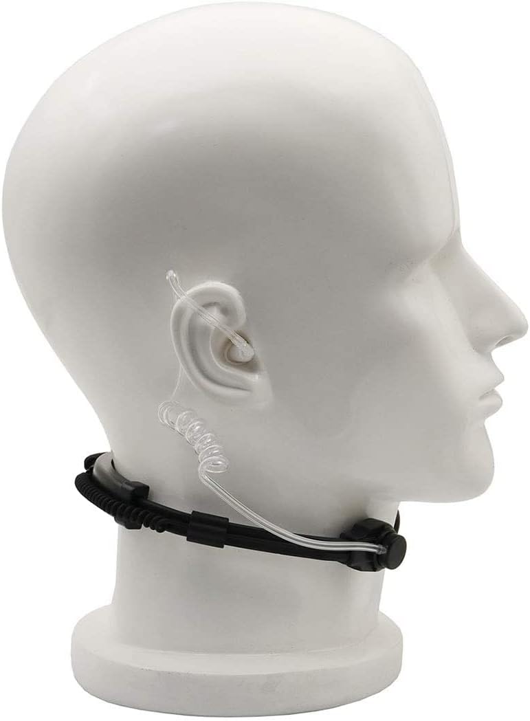 Flexible Throat Mic Microphone Covert Acoustic Tube Tactical Walkie Talkies Earpiece Headset with Finger PTT is