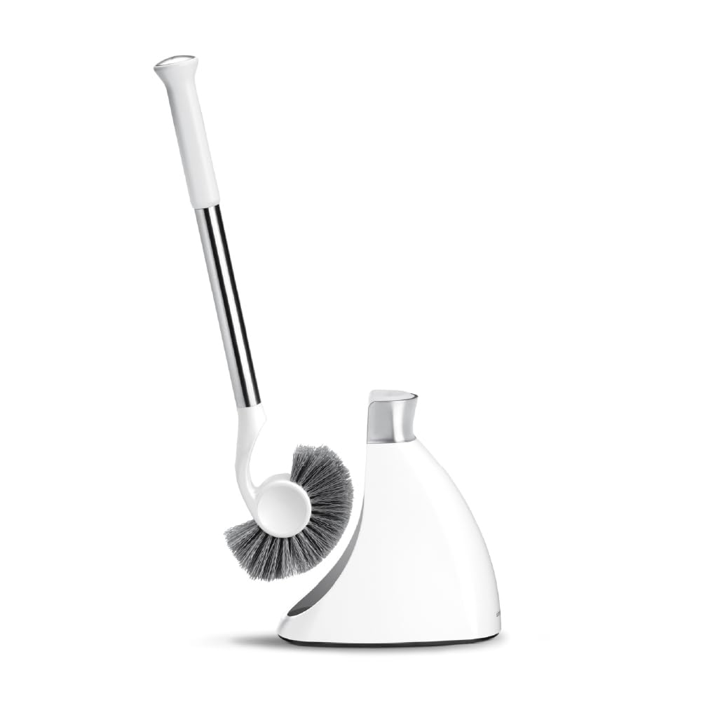 Toilet Brush with Caddy, Stainless Steel, White