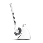 Toilet Brush with Caddy, Stainless Steel, White