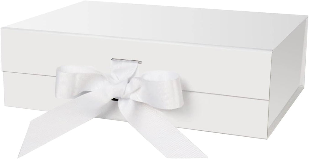 White Gift Box with Lid for Presents 10.5x7.5x3.1 Inches