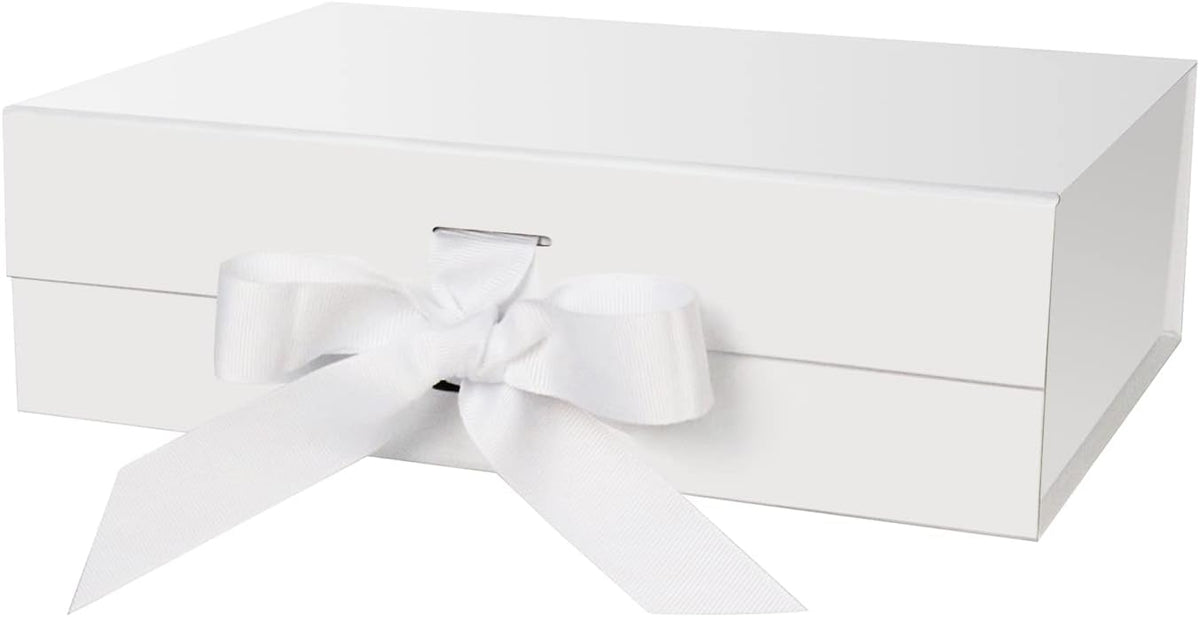 White Gift Box with Lid for Presents 10.5x7.5x3.1 Inches