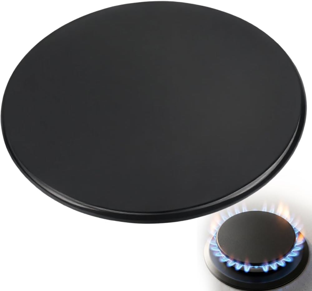 1 Pack Gas Stove Burner Cap Set, 3.93"(100mm) Flat Metal Cooker Hat Replacement Kit, Compatible with SABAF Stoves, Oven Burner Cover, Black Flat
