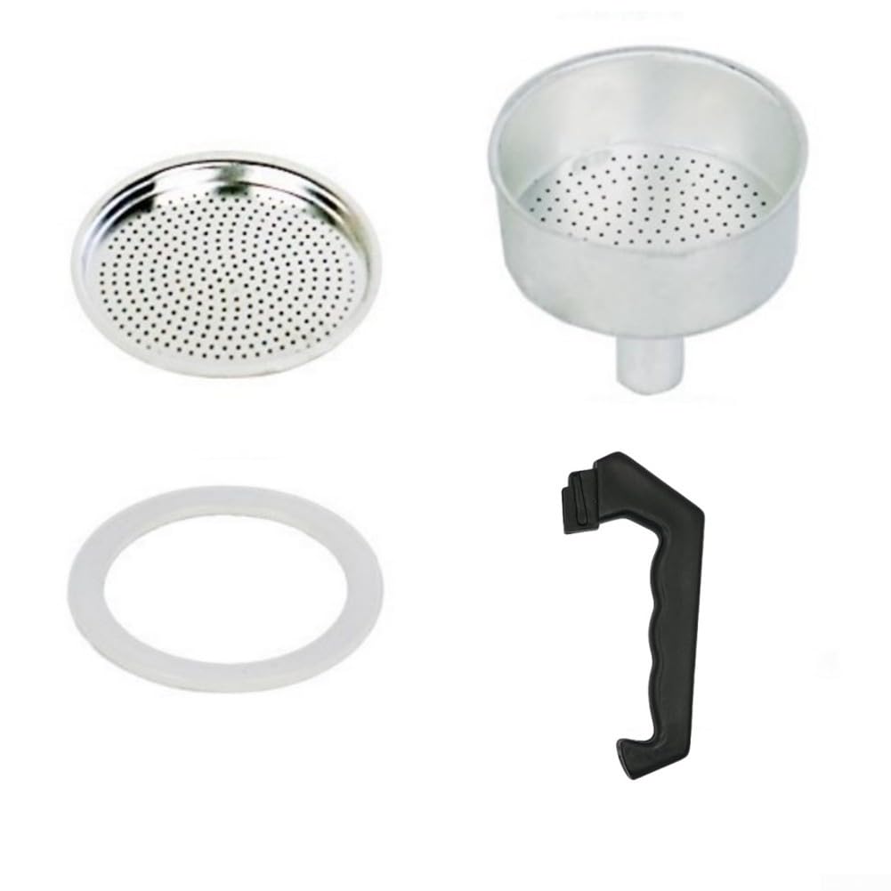Espresso Coffee Moka Pot Replacement Parts Set Include Handle Funnel Filter Gasket Seal (12 Cup)