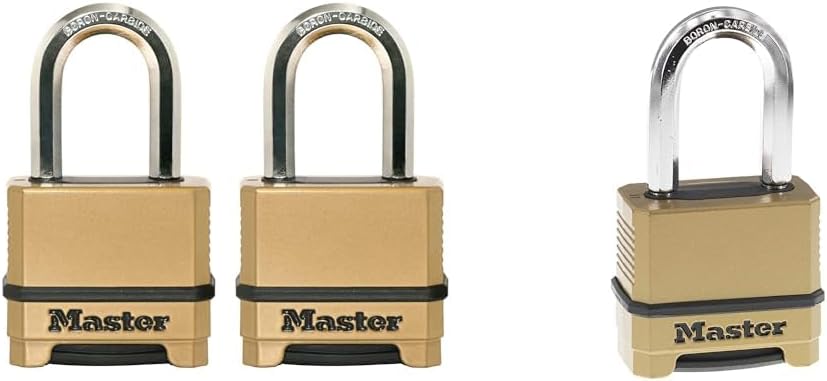 2 Pack & 1 Pack Heavy Duty Weatherproof Combination Locks with Boron-Carbide Shackles