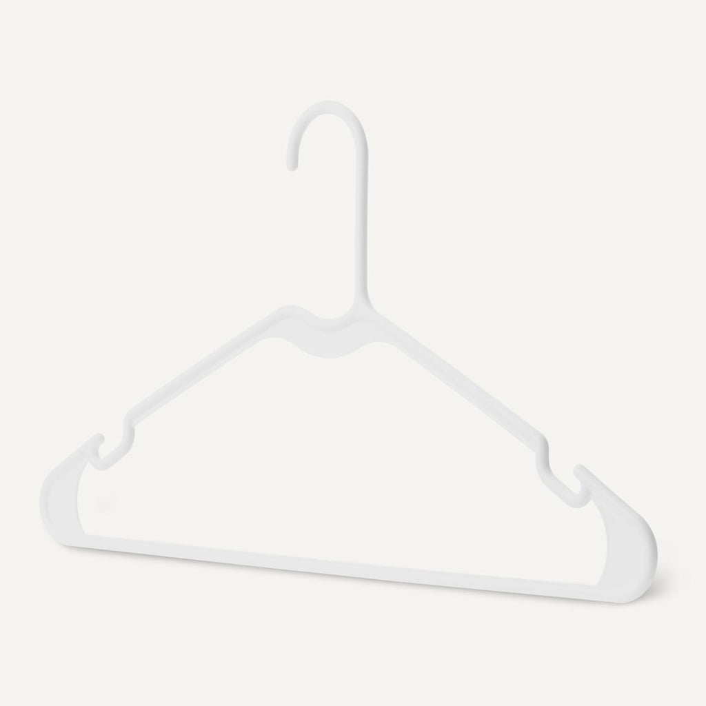 Space Saving Plastic Clothes Hangers, Sturdy Closet Organizer for Shirts and Jackets, Adult Size, White, 50-Pack