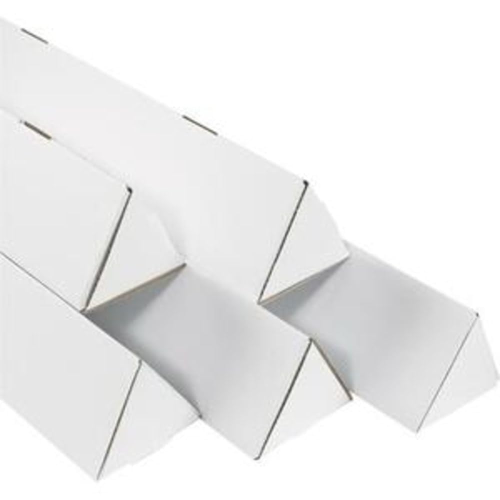 Triangle Corrugated Cardboard Mailing Tubes, 2" x 18 1/4", White, Pack of 50, for Protecting, Shipping, and Storing