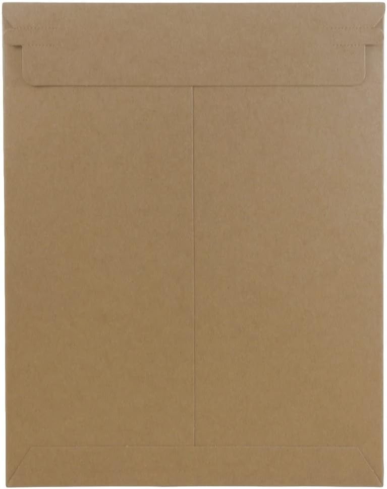 Stay-Flat Photo Mailer Envelopes with Peel & Seal Closure - 9 x 11 1/2 - Brown Kraft - 6 Rigid Mailers/Pack