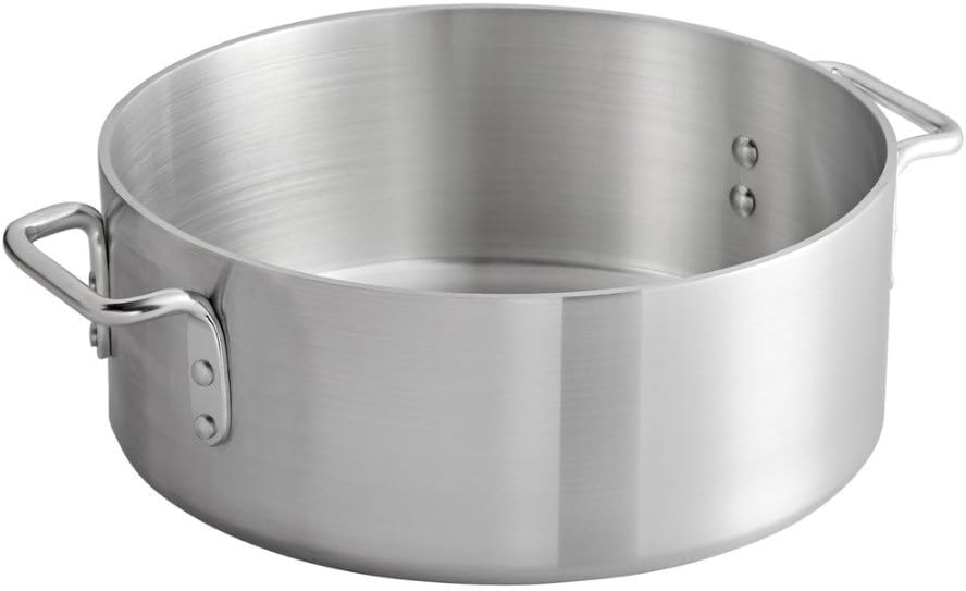 15 qt. Heavy Weight Aluminum Brazier 6 mm Thickness- Brazier with Riveted Handles Perfect for Roasting Sauteing