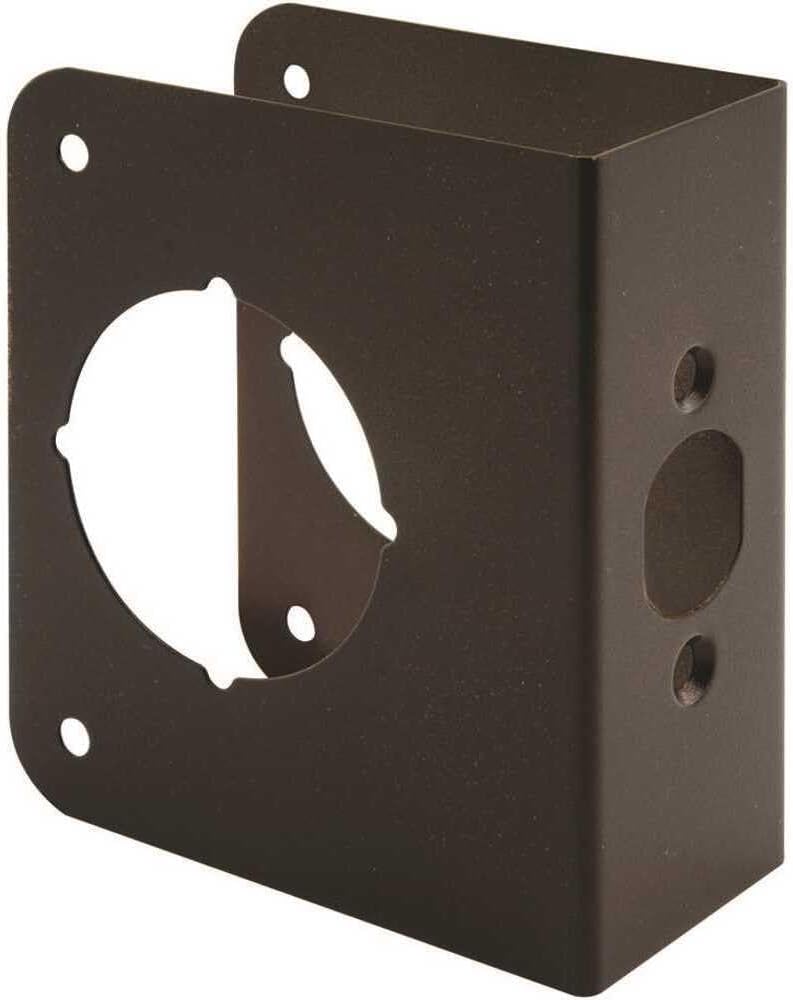 U 10745 Brass Lock and Door Reinforcement Plate for 1-3/4 In. Thick Doors, Bronze Finish (Single Pack) | For 1-3/4
