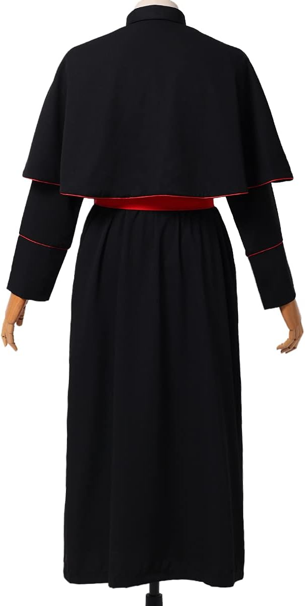 Priest Soutane Roman Cassock Costume Minister Choir Cassock with Cincture Band Belt