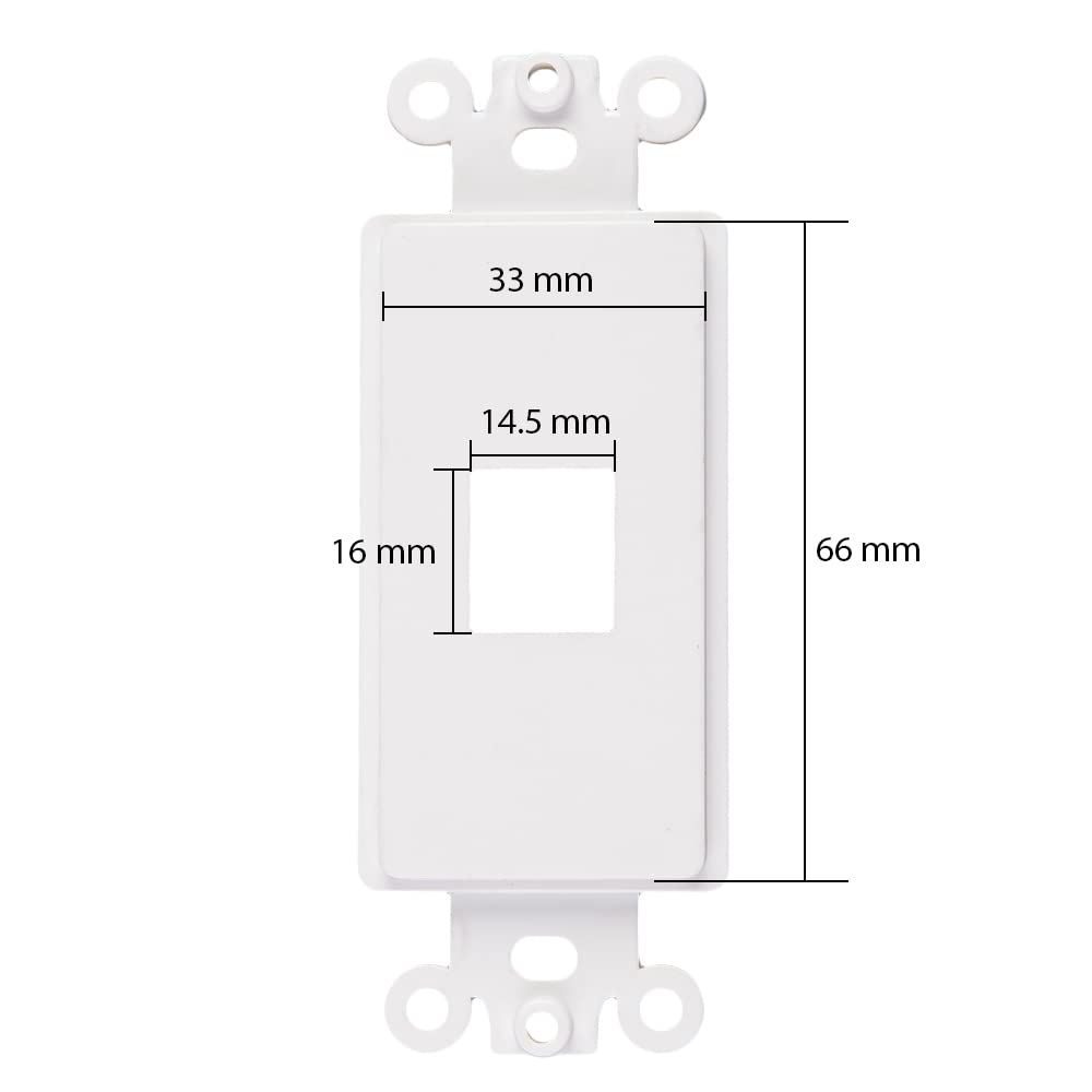Decorative Keystone Wallplate Insert Port, 1 Port, 10 Pack White