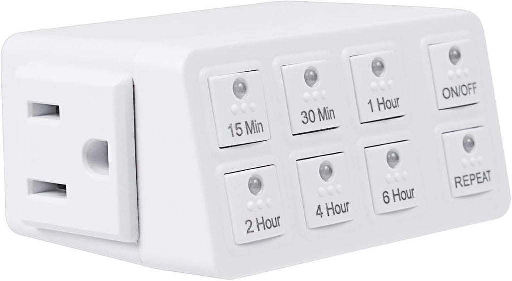 BN-LINK Indoor Countdown Timer with Repeat Function, 3-Prong Outlet Timer
