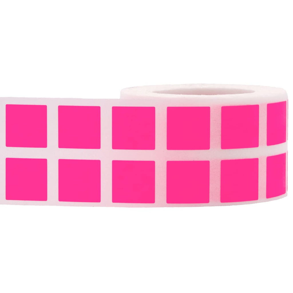 Fluorescent Pink 1/2" Inch Square Adhesive Labels 1,000 Color Coding Dot Stickers for Efficient Inventory Management