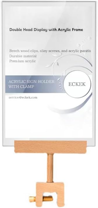 Acrylic Sign Holder with Clamp (Horizontal A5 210×148mm/8.27×5.83inches) | Double Head Display with Acrylic Frame