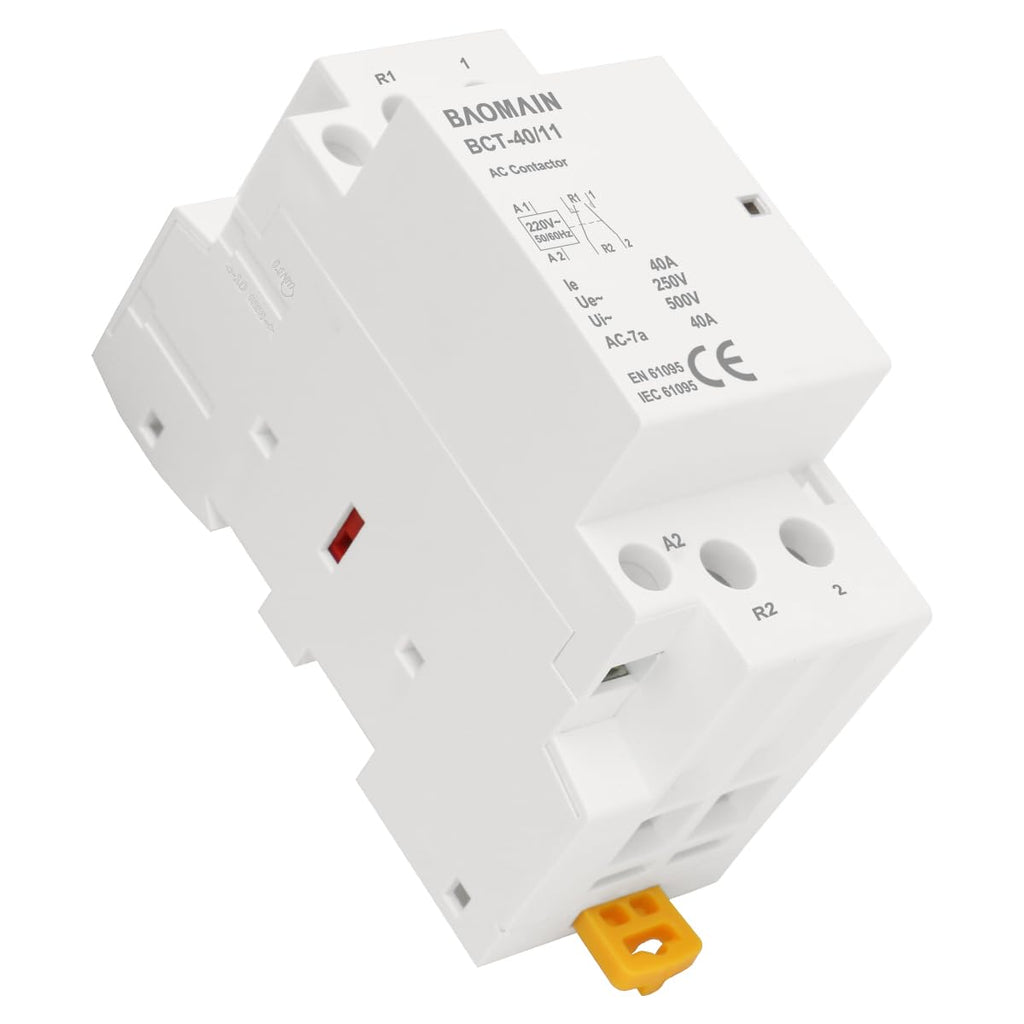 BAOMAIN 220V AC 2-Pole 40A Modular Contactor, 1NO1NC, DIN Rail Mount