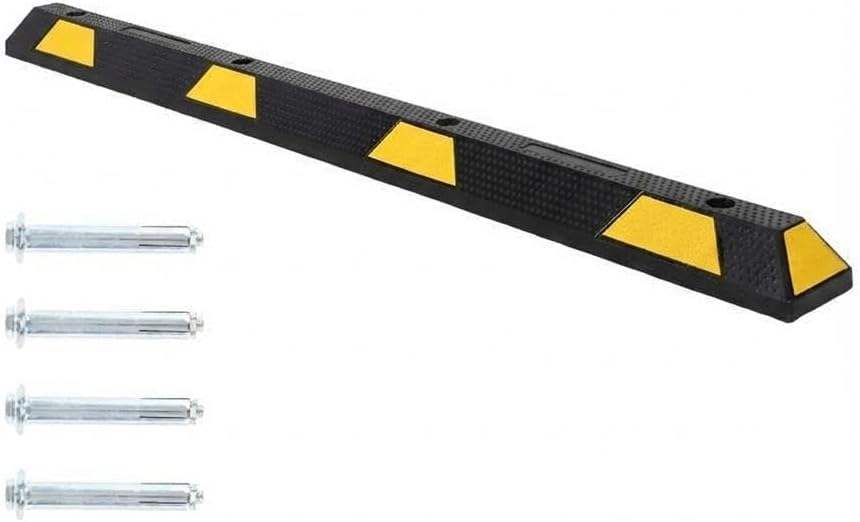 72 in Heavy Duty Rubber Parking Curb, 55000 LB Capacity, 6 ft Garage Parking Stopper with Reflective Stripes, Car