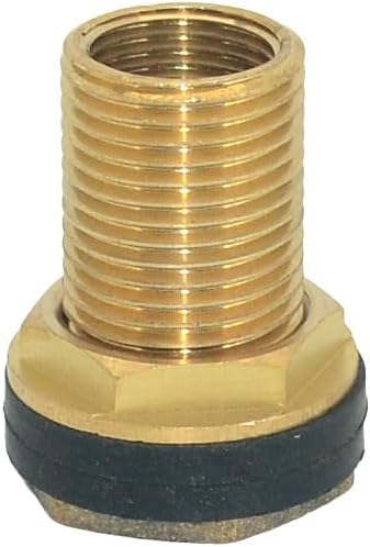Solid Brass Bulkhead Fitting,2 Rubber Seal Washers, NPT Female to NPT Male Thread Water Tank Connector for Rain