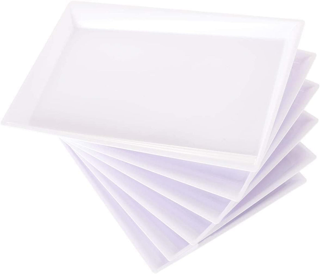 12 Pack White Plastic Serving Trays and Platters for Wedding
