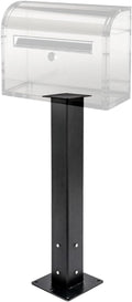 Mailbox Post with Post Base & Mounting Plate, Heavy Duty 4x4 Carbon Steel Mailbox Post for Outside, Weather Resistant
