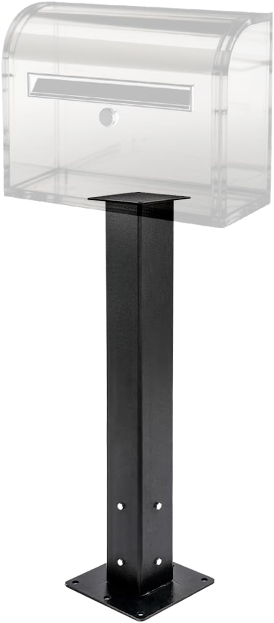 Mailbox Post with Post Base & Mounting Plate, Heavy Duty 4x4 Carbon Steel Mailbox Post for Outside, Weather Resistant