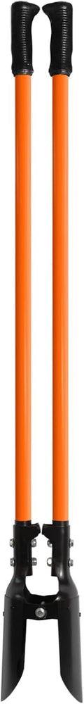 Post Hole Digger, Heavy Duty with Fiberglass Handle, Carbon Steel Blades, 58 Inches, Orange & Black