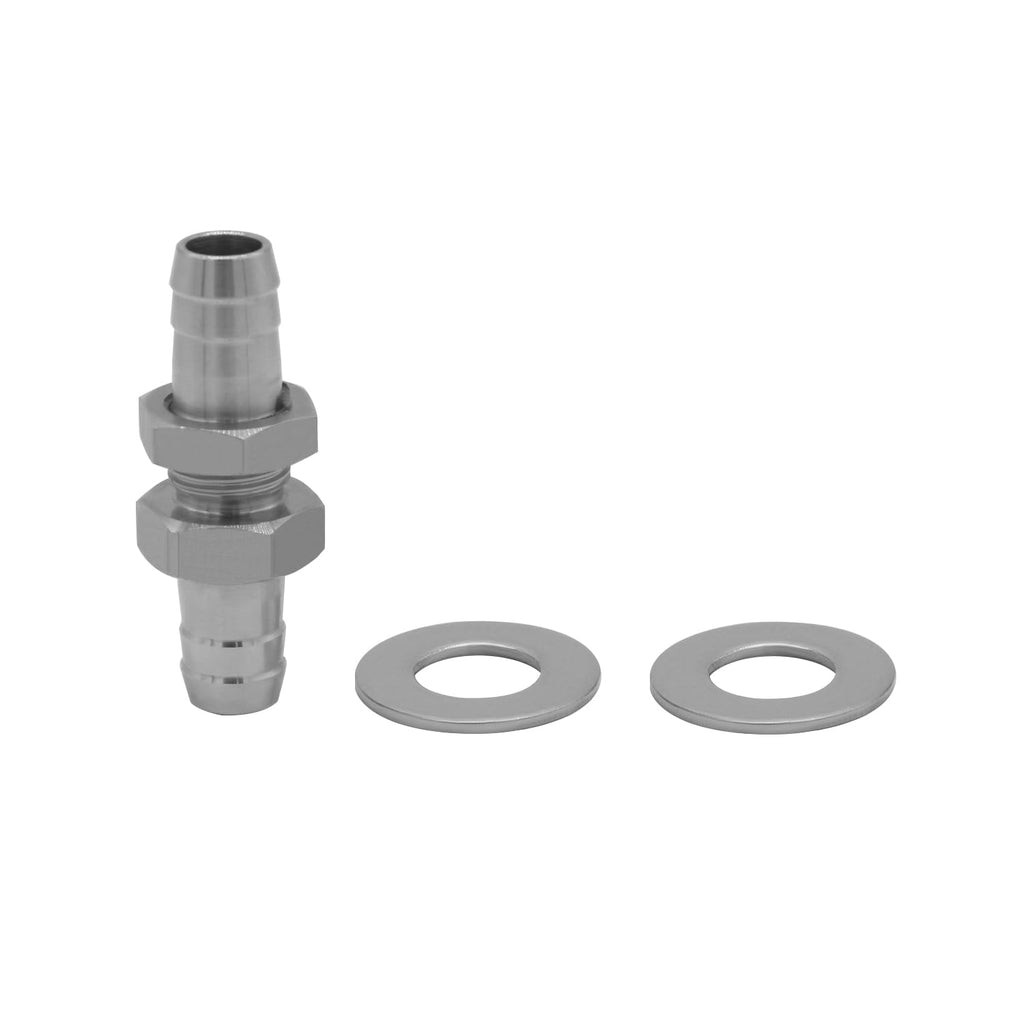 Fitvell Stainless 3/8" Hose Barb Bulkhead Fitting with Flat Washer 2Pcs