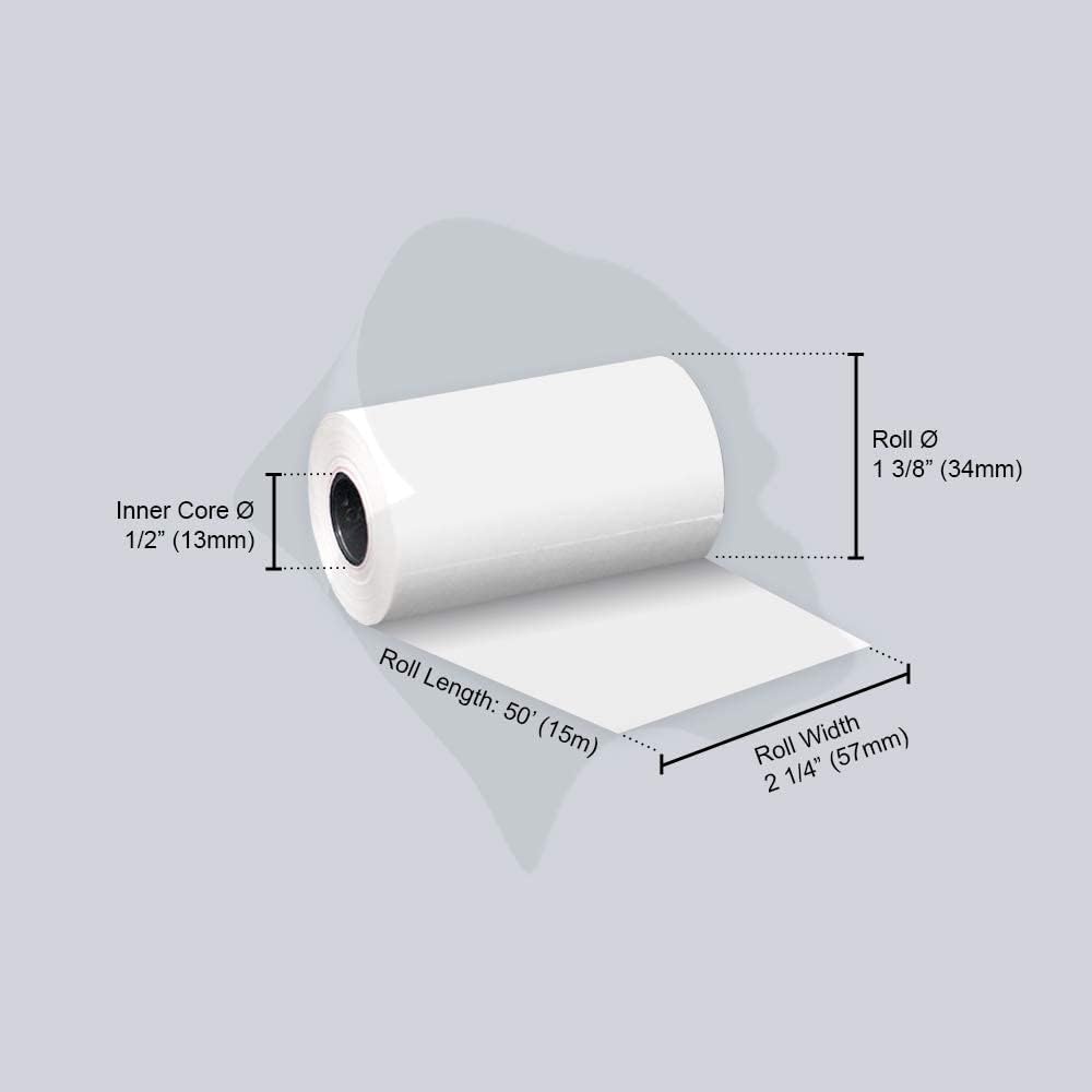 Thermal Paper Receipt Roll 2-1/4" x 50' BPA Free 50 Rolls
