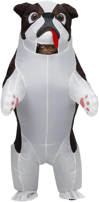 Funny Inflatable Costume for Adult Blow up Bullydog Costume Halloween Party Puppy Dog Cosplay Costume Onesie