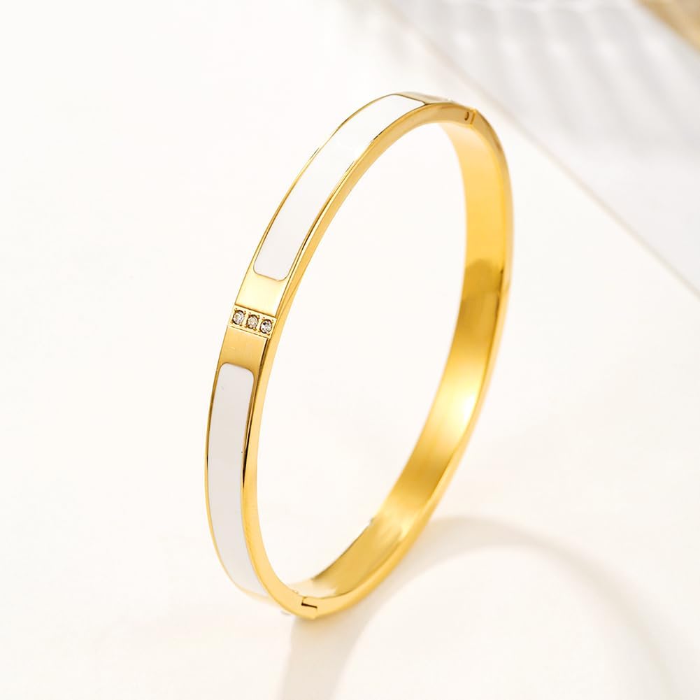 Stainless Steel Crystal Cubic Zirconia Bracelet 18K Gold Plated Women Bracelet Titanium Steel Bangle