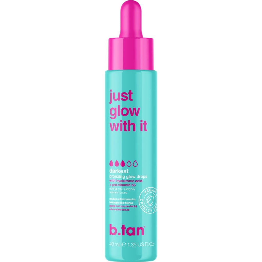 Dark Self Tanning Drops for Face & Body | Just Glow With It - Gradual Fake Tan Bronzing Serum Drop, Tanner Infused