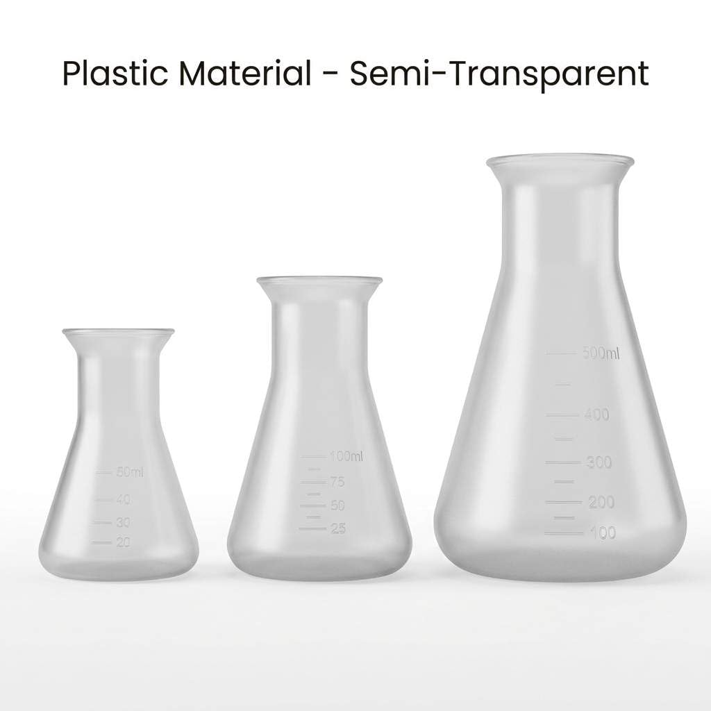 Plastic Conical Flask Set 50ml 100ml 500ml – Semi-Transparent Lab Flask for Teaching, Demonstration & Display