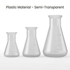 Plastic Conical Flask Set 50ml 100ml 500ml – Semi-Transparent Lab Flask for Teaching, Demonstration & Display