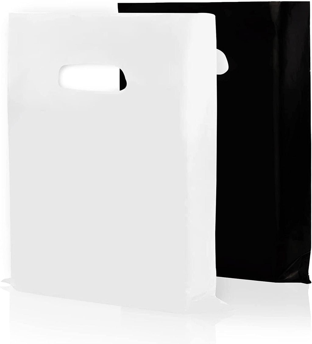Merchandise Bags, 1.75 Mil Thick, 100 Pack, Black & White, Small Business
