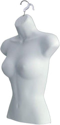 Female Torso Body Mannequin Form (Waist Long) Great for Small and Medium Sizes, White Finish