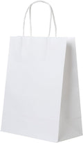 50 PCS White Paper Bags with Handles Bulk, 8x4.25x10.5 Inches,Medium-sized White Gift Bags with Handles for Party