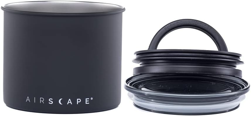 Airscape Stainless Steel Coffee Canister | Food Storage Container | US Patented Inner Plunger Lid REMOVES Excess