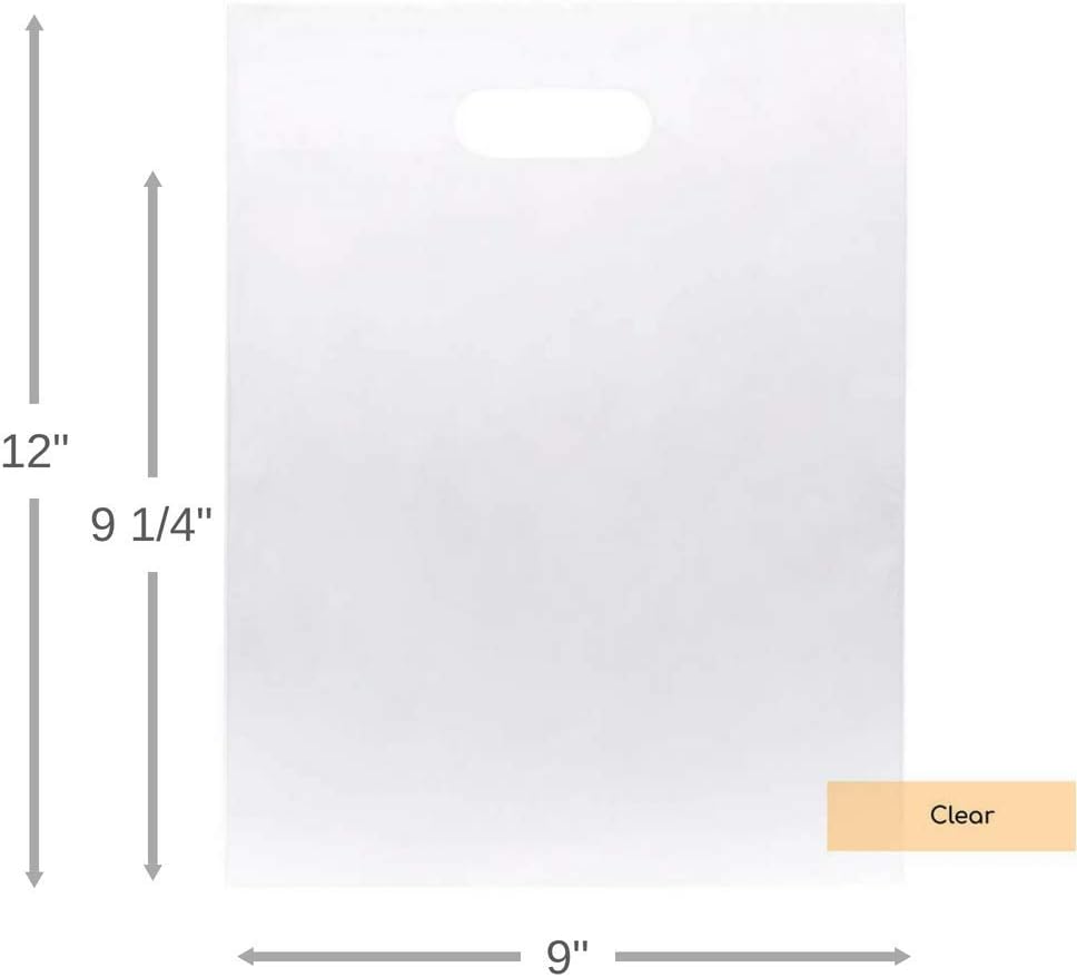 9"x12" Clear Plastic Bags With Handles - 2.25 Mil Extra Thick - 100 Pack