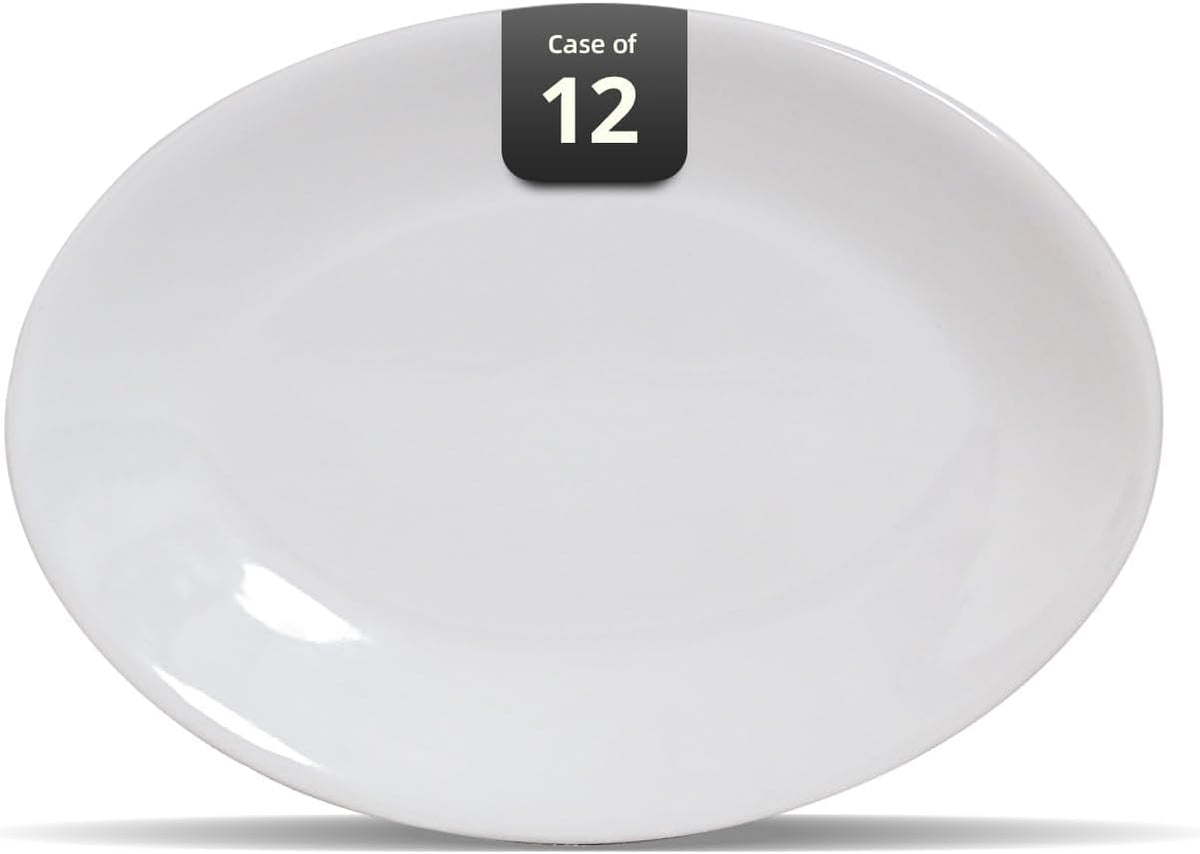 Stoneware Coupe Commercial Grade Dinnerware, Bright White, Oval Platter 11.75" x 8", Case of 12