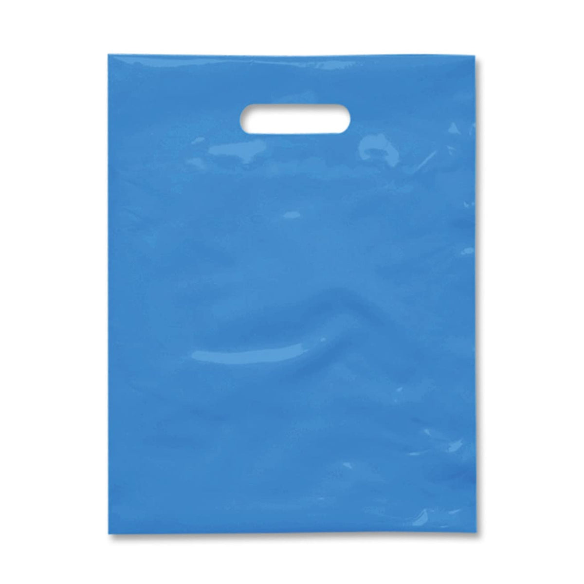 Plastic Merchandise Bag with Die Cut Handle, 9" x 12" Size, 2 Mil Bag, 100 Pack, Blue