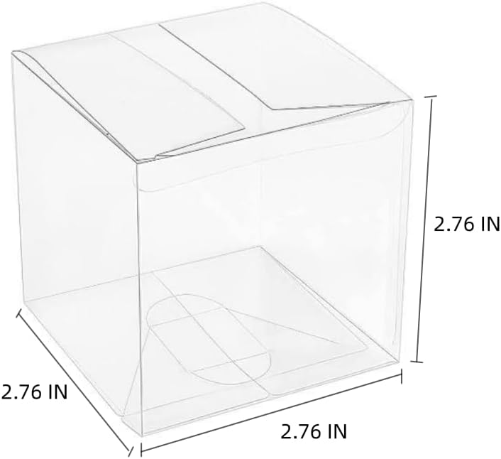 50Clear Favor Boxes Plastic Cube Treat Containers for Wedding Parties