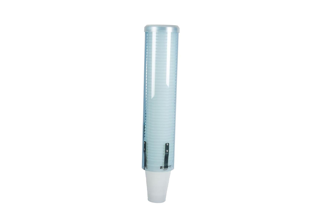Small Pull-Type Wall-Mount Cup Dispenser, 3-5 oz, Blue