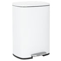 Kitchen Trash Can 13 Gallon Stainless Steel White Trash Can | 50L Kitchen Garbage Can with Removable Inner Bucket and