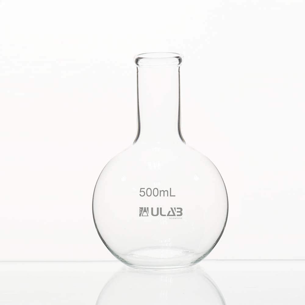 Boiling Flask of Flat Bottom Set, 2 Sizes 250ml 500ml, Borosilicate 3.3 Glass Material, UBF1007