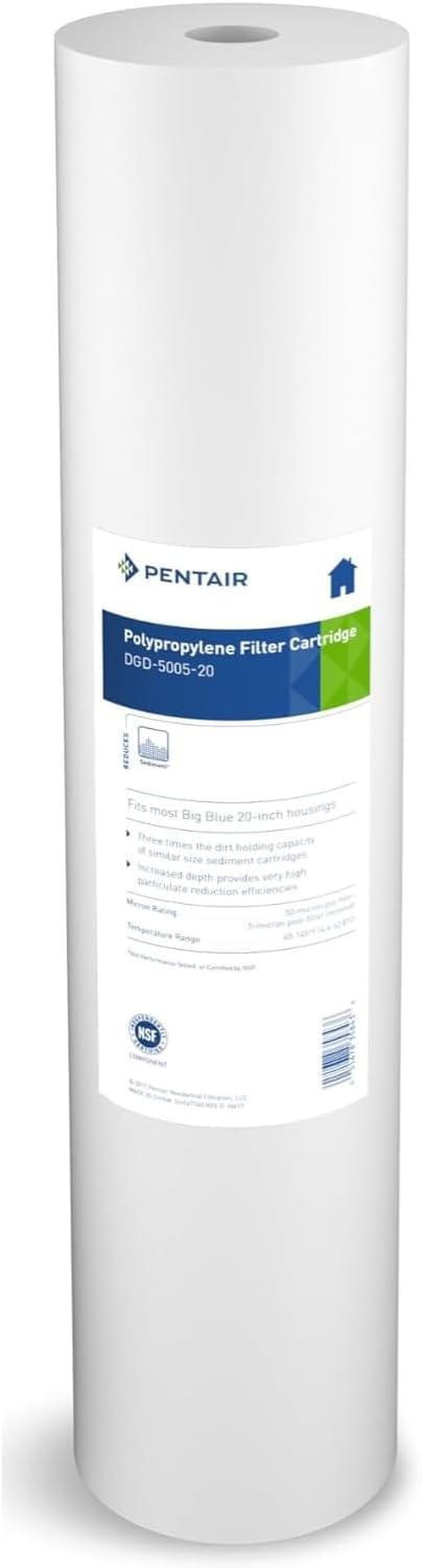 Pentair Pentek DGD-5005-20 Big Blue Water Filter, 20-Inch Whole House Sediment Filter Cartridge Replacement