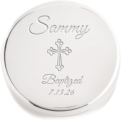 Personalized Baptism Round Jewelry Box