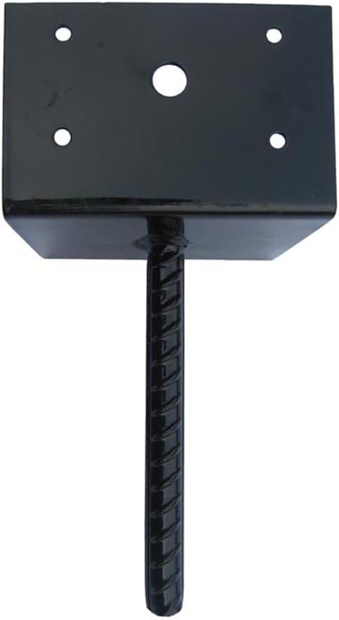 6"x5" 4PCS U Shape Fence Post Holder Black Powder Coated,Ground Spike Post Anchor Metal Concrete Post Anchor Deck