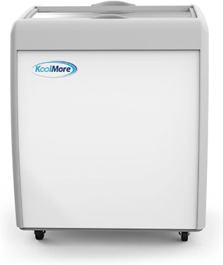 Metal Ice Cream Freezer Display Case with 2 Storage Baskets - White