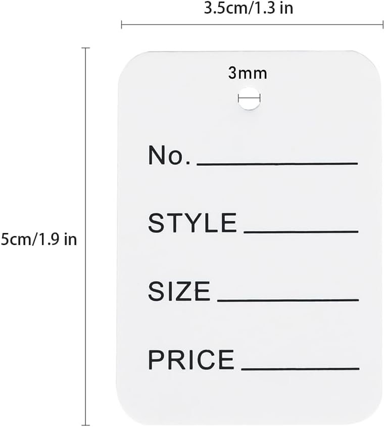 1000 PCS Price Tags,1.97 X 1.38 in Clothing Labels, Unstrung