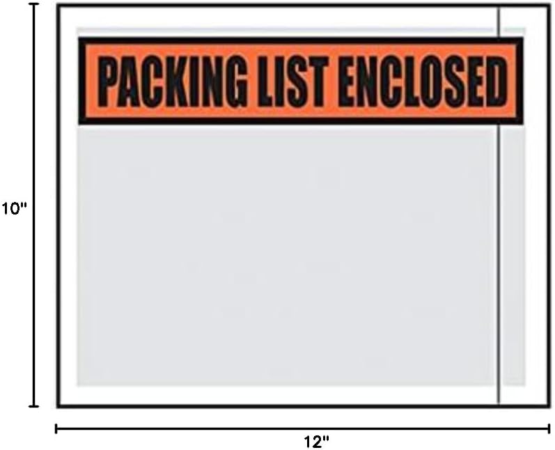 10 x 12" Clear Large Packing List Envelopes (500 Envelopes) - Laddawn 3877